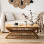 Tavolino rettangolare in bambù Kaeron Mid-Century Modern GDFStudio