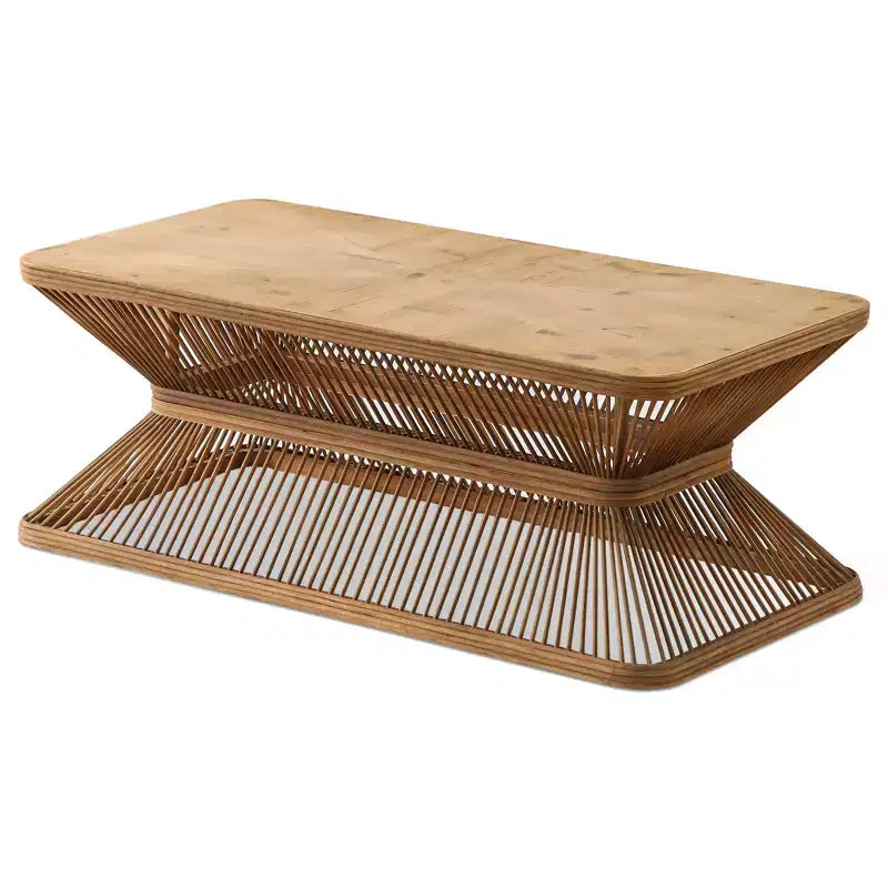 Tavolino rettangolare in bambù Kaeron Mid-Century Modern GDFStudio
