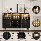 TROPOW Armadietto da vino da 47 pollici, credenza da cucina moderna, buffet, mobile bar in legno per liquori e caffetteria e portabottiglie per soggiorno