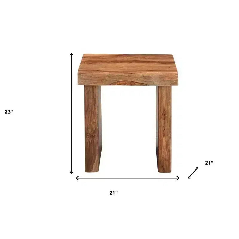 HomeRoots 22 Tavolino Quadrato in Legno Massello Nero e Marrone