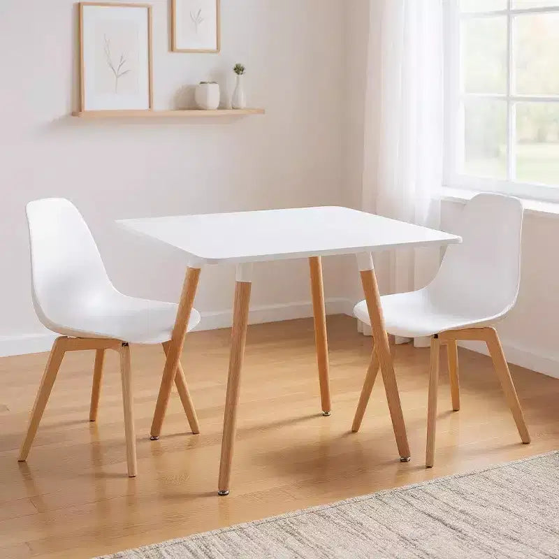 Tavolo da pranzo quadrato HomeRoots 32 in legno massello bianco e naturale