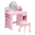 Kids Vanity with Lighted Mirror, Little Girls Vanity with Adjustable LED Light, Drawer & Open Shelves for 3-9 Yrs Girls
