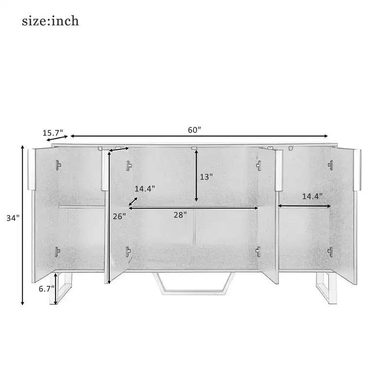 GDFStudio Gracie 60 Credenza/Buffet Moderno con Ripiani Regolabili e Ante