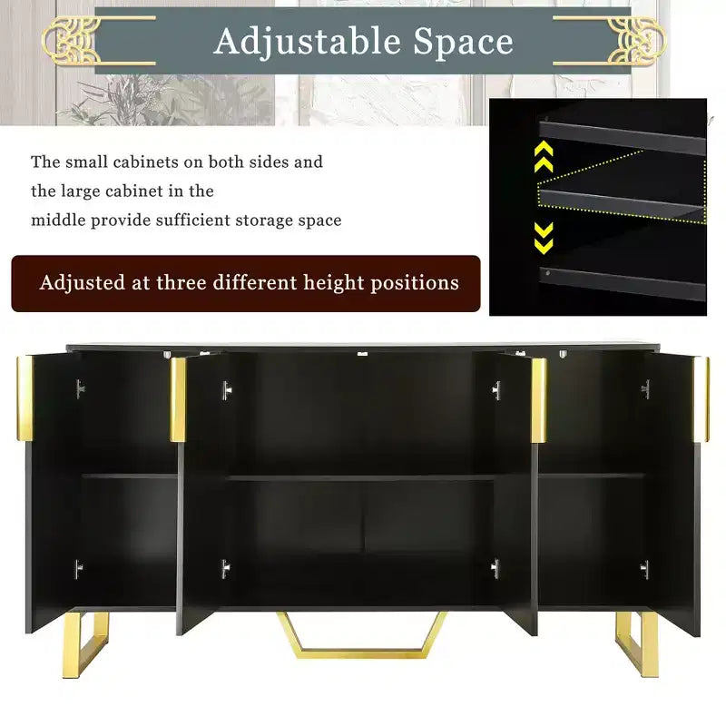 GDFStudio Gracie 60 Credenza/Buffet Moderno con Ripiani Regolabili e Ante