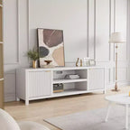 Mobile TV 80'', Porta TV Moderno con Contenitore, Mobile Multimediale in Legno con Ante a Doghe per Soggiorno Camera da Letto