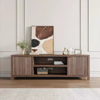 Mobile TV 80'', Porta TV Moderno con Contenitore, Mobile Multimediale in Legno con Ante a Doghe per Soggiorno Camera da Letto