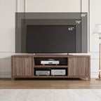 Mobile TV 80'', Porta TV Moderno con Contenitore, Mobile Multimediale in Legno con Ante a Doghe per Soggiorno Camera da Letto