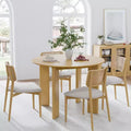 MAYEERTY 42 Wood Round Dining Table for 4, Farmhouse Modern Kitchen & Dining Room Table