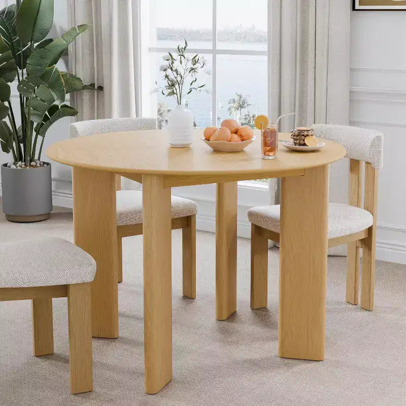 MAYEERTY 42 Tavolo da pranzo rotondo in legno per 4 persone, Tavolo da cucina e sala da pranzo moderno in stile rustico