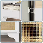 Cassettiera a 7 cassetti per camera da letto, cassettiera in rattan larga 120 cm, cassettiera grande, organizer boho per soggiorno, ingresso e corridoio