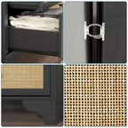 Cassettiera a 7 cassetti per camera da letto, cassettiera in rattan larga 120 cm, cassettiera grande, organizer boho per soggiorno, ingresso e corridoio