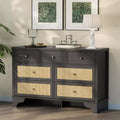 7 Drawer Dresser for Bedroom,47.3'' Wide Rattan Dressers,Large Chest of Drawers,Boho Closet Organizer for Living Room,Entryway and Hallway