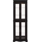 Vetrina ad Angolo Illuminata - Elegante Vetrina in Vetro per Salotto e Bar - Perfetta per Collezioni di Antiquariato e Vino - NERO