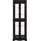 Vetrina ad Angolo Illuminata - Elegante Vetrina in Vetro per Salotto e Bar - Perfetta per Collezioni di Antiquariato e Vino - NERO