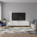 Homy Casa White TV Console with 4 Drawers and Cabinet Storage for Living Room, Fits TVs up to 70 Inch