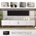 Mobile Porta TV Homy Casa Bianco con 4 Cassetti e Armadietto Contenitore per Soggiorno, Adatto per TV fino a 70 Pollici