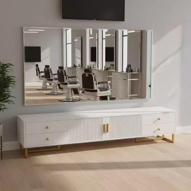 Mobile Porta TV Homy Casa Bianco con 4 Cassetti e Armadietto Contenitore per Soggiorno, Adatto per TV fino a 70 Pollici