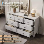Comò da camera da letto, cassettiera a 7 cassetti, cassettiera in legno con cassetti profondi, comò lungo 47 pollici mobile porta TV, cassettiera organizer moderna