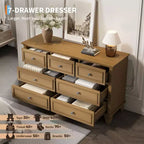 Comò da camera da letto, cassettiera a 7 cassetti, cassettiera in legno con cassetti profondi, comò lungo 47 pollici mobile porta TV, cassettiera organizer moderna
