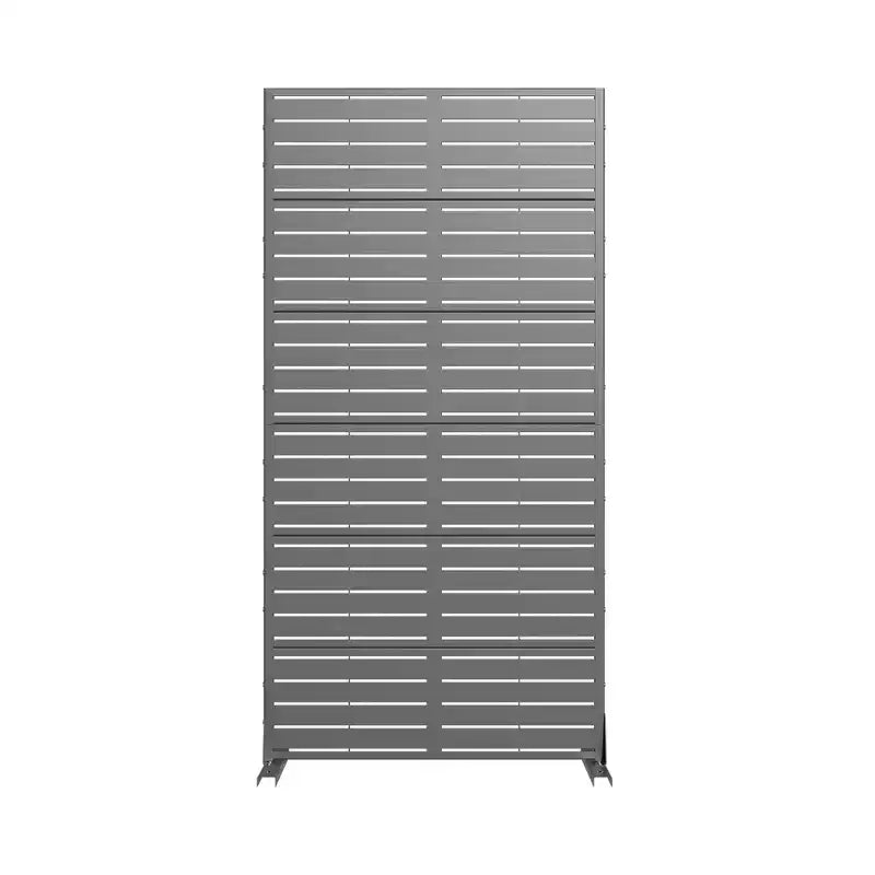 MAYEERTY 72*35 pollici, paravento divisorio in metallo per esterni e interni, autoportante, colore grigio
