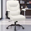 KERDOM Office Chair Computer Desk Chair, PU Leather Swivel Executive Task Chair with Adjustable Height, White