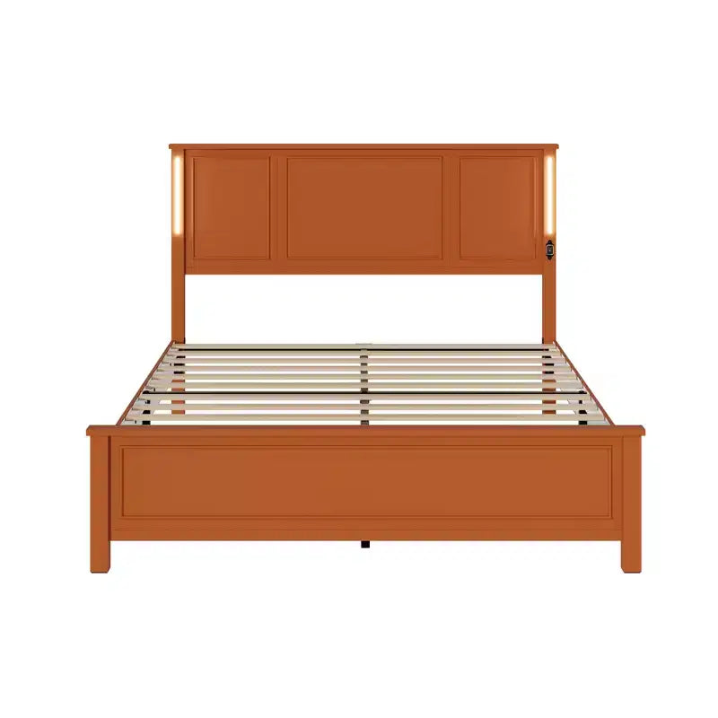 GDFStudio Brines Struttura Letto Moderna in Legno con Stazione di Ricarica e Luci a LED