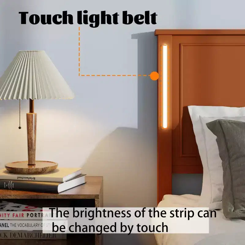 GDFStudio Brines Struttura Letto Moderna in Legno con Stazione di Ricarica e Luci a LED