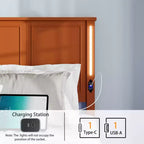 GDFStudio Brines Struttura Letto Moderna in Legno con Stazione di Ricarica e Luci a LED