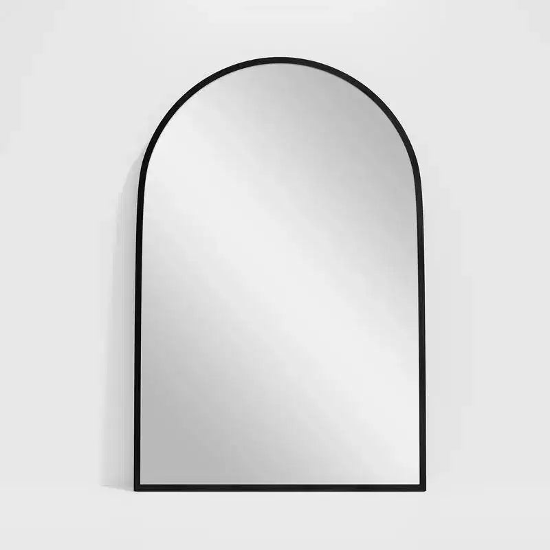 PexFix 36 x 24 Specchio da parete nero moderno con cornice sottile in lega di alluminio, a forma di arco, da appendere in bagno, sopra il lavabo, all'ingresso, in camera da letto, per toeletta