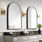 PexFix 36 x 24 Specchio da parete nero moderno con cornice sottile in lega di alluminio, a forma di arco, da appendere in bagno, sopra il lavabo, all'ingresso, in camera da letto, per toeletta