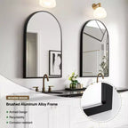 PexFix 36 x 24 Specchio da parete nero moderno con cornice sottile in lega di alluminio, a forma di arco, da appendere in bagno, sopra il lavabo, all'ingresso, in camera da letto, per toeletta