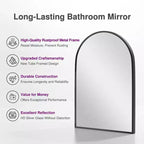 PexFix 36 x 24 Specchio da parete nero moderno con cornice sottile in lega di alluminio, a forma di arco, da appendere in bagno, sopra il lavabo, all'ingresso, in camera da letto, per toeletta