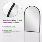 PexFix 36 x 24 Specchio da parete nero moderno con cornice sottile in lega di alluminio, a forma di arco, da appendere in bagno, sopra il lavabo, all'ingresso, in camera da letto, per toeletta