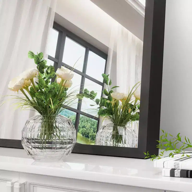PexFix 36 x 24 Specchio da parete nero moderno con cornice sottile in lega di alluminio, a forma di arco, da appendere in bagno, sopra il lavabo, all'ingresso, in camera da letto, per toeletta