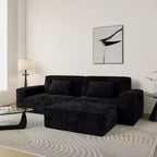 Divano modulare grande Whisen 106.3 - Tessuto a righe, stile moderno, confortevole, compressione sottovuoto, spugna intera, alto rimbalzo, dritto