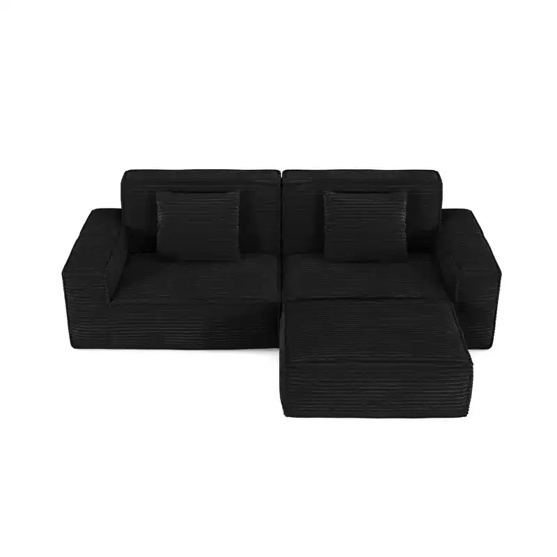 Divano modulare grande Whisen 106.3 - Tessuto a righe, stile moderno, confortevole, compressione sottovuoto, spugna intera, alto rimbalzo, dritto