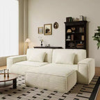 Divano modulare grande Whisen 106.3 - Tessuto a righe, stile moderno, confortevole, compressione sottovuoto, spugna intera, alto rimbalzo, dritto