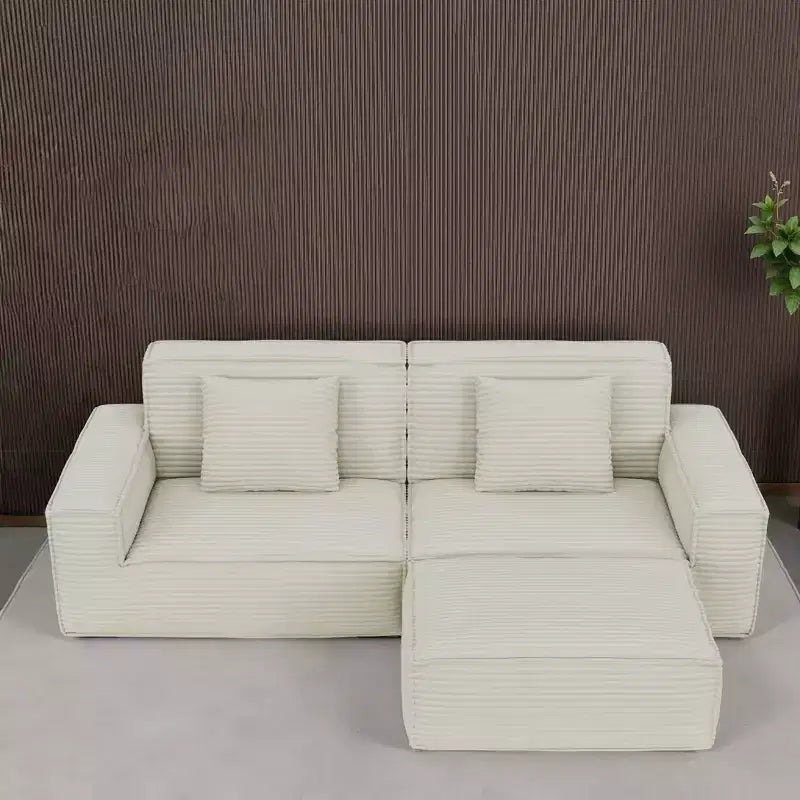 Divano modulare grande Whisen 106.3 - Tessuto a righe, stile moderno, confortevole, compressione sottovuoto, spugna intera, alto rimbalzo, dritto