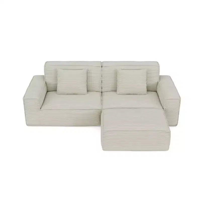 Divano modulare grande Whisen 106.3 - Tessuto a righe, stile moderno, confortevole, compressione sottovuoto, spugna intera, alto rimbalzo, dritto