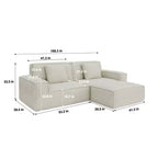 Divano modulare grande Whisen 106.3 - Tessuto a righe, stile moderno, confortevole, compressione sottovuoto, spugna intera, alto rimbalzo, dritto