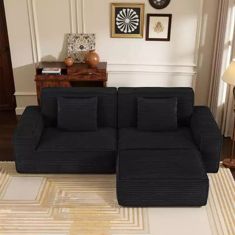 Divano modulare grande Whisen 106.3 - Tessuto a righe, stile moderno, confortevole, compressione sottovuoto, spugna intera, alto rimbalzo, dritto