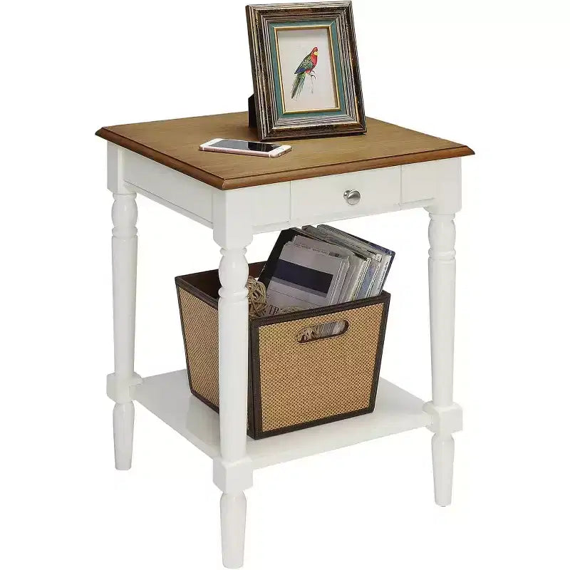 Tavolino da salotto con cassetto e ripiano HomeStock Belmont, tavolino tradizionale con cassetto portaoggetti e ripiano aperto per soggiorno