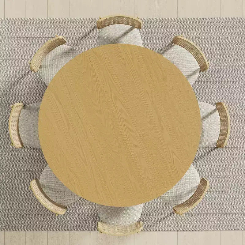 PexFix Tavolo da pranzo rotondo da 60 pollici in legno massello, tavolo da cucina per 6-8 persone con piano e base affusolata testurizzata per soggiorno/sala da pranzo, ufficio, colore naturale