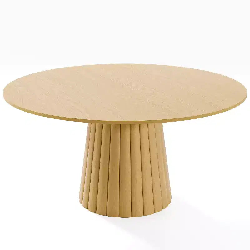 PexFix Tavolo da pranzo rotondo da 60 pollici in legno massello, tavolo da cucina per 6-8 persone con piano e base affusolata testurizzata per soggiorno/sala da pranzo, ufficio, colore naturale