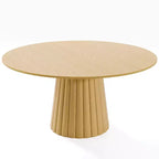 PexFix Tavolo da pranzo rotondo da 60 pollici in legno massello, tavolo da cucina per 6-8 persone con piano e base affusolata testurizzata per soggiorno/sala da pranzo, ufficio, colore naturale