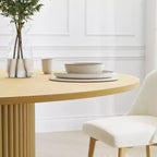 PexFix Tavolo da pranzo rotondo da 60 pollici in legno massello, tavolo da cucina per 6-8 persone con piano e base affusolata testurizzata per soggiorno/sala da pranzo, ufficio, colore naturale