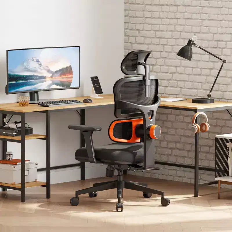 Sedia da scrivania ergonomica Newtral con supporto lombare completamente adattivo - bracciolo pieghevole 3D - NT001+LAPD-BLACK
