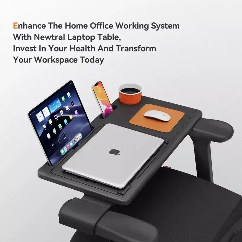 Sedia da scrivania ergonomica Newtral con supporto lombare completamente adattivo - bracciolo pieghevole 3D - NT001+LAPD-BLACK