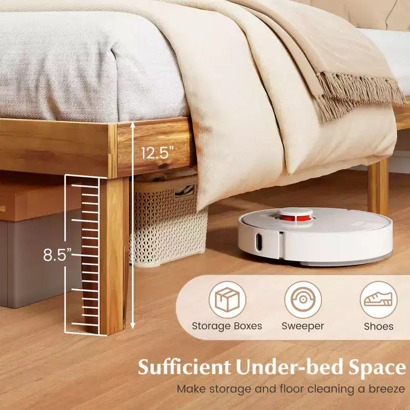 Struttura letto Costway per letti singoli/matrimoniali/queen size con testiera, spazio sotto il letto, nessuna rete a molle necessaria