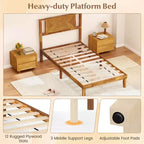 Struttura letto Costway per letti singoli/matrimoniali/queen size con testiera, spazio sotto il letto, nessuna rete a molle necessaria